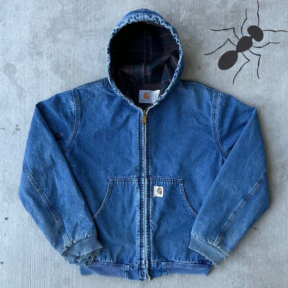 Carhartt Other - Vintage Y2K Carhartt Y07 DST denim hooded work wear jacket